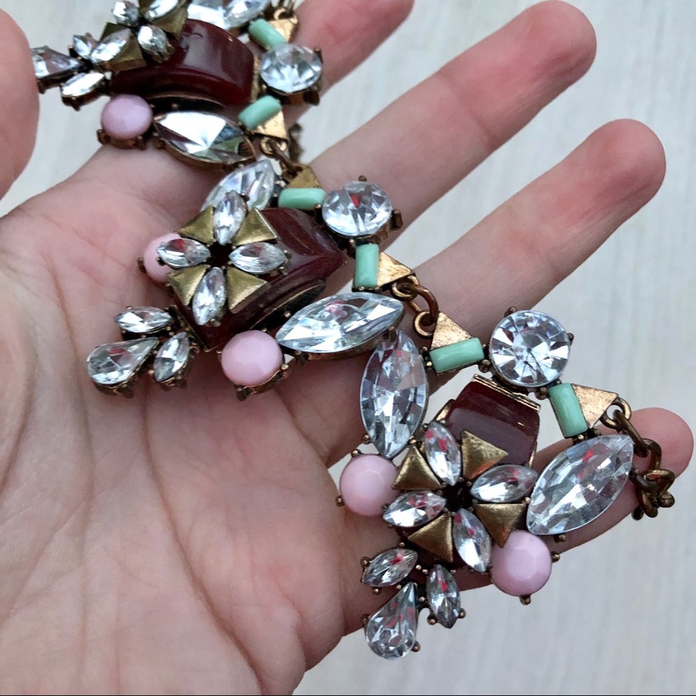 Multicolored Gem Statement Necklace - image 5